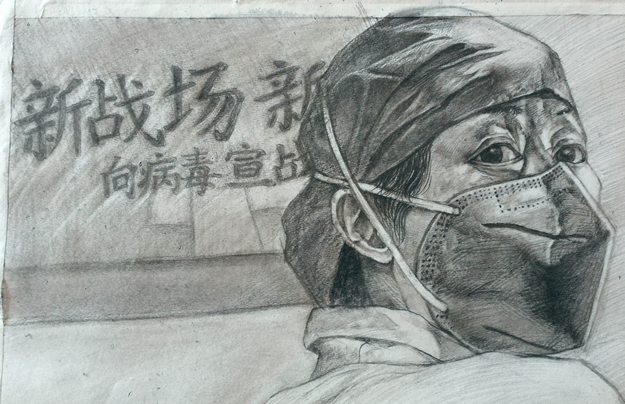 疫情防控我校学生用画笔致敬抗疫前线白衣战士
